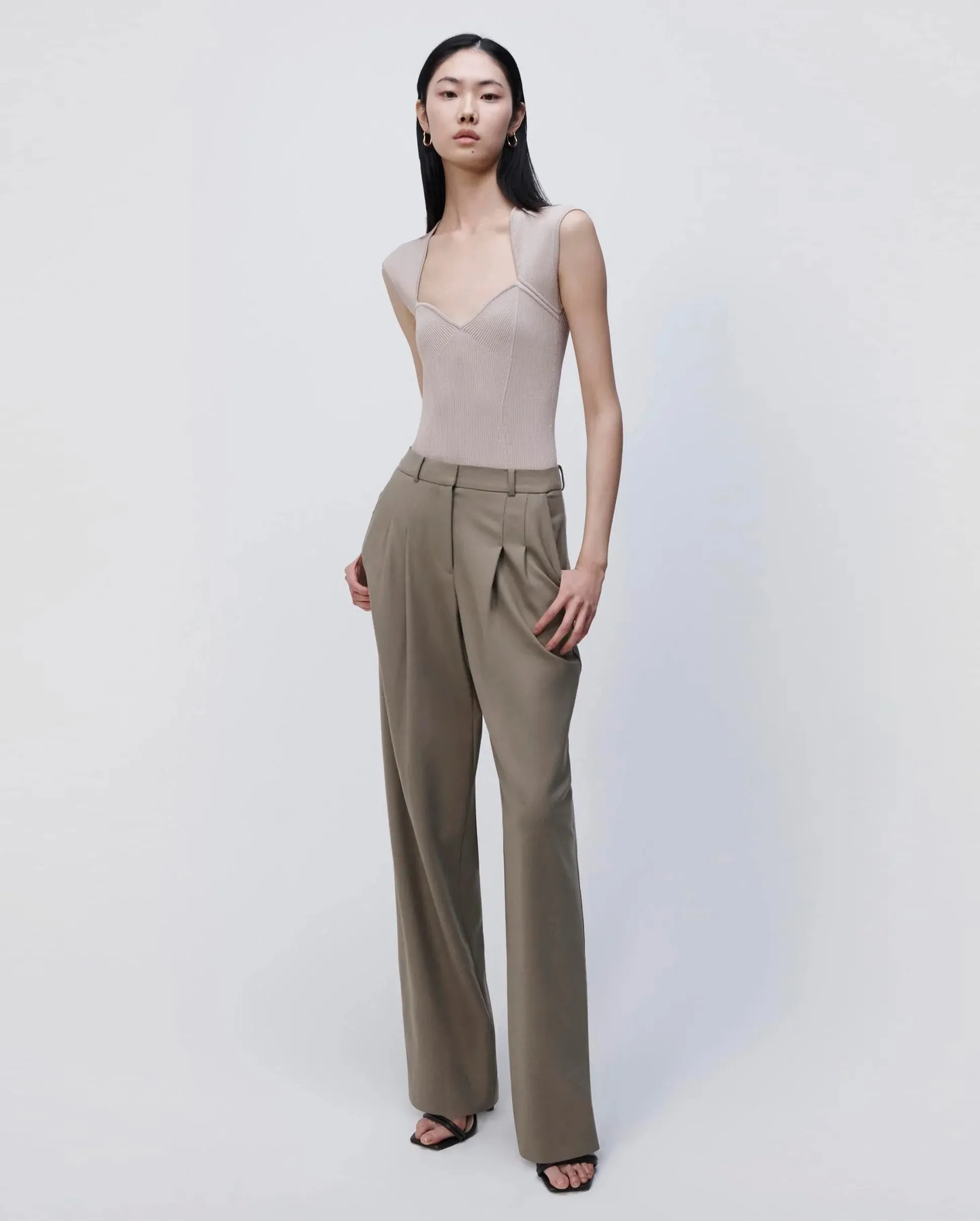 Felice Twill Pleated Pants Willow