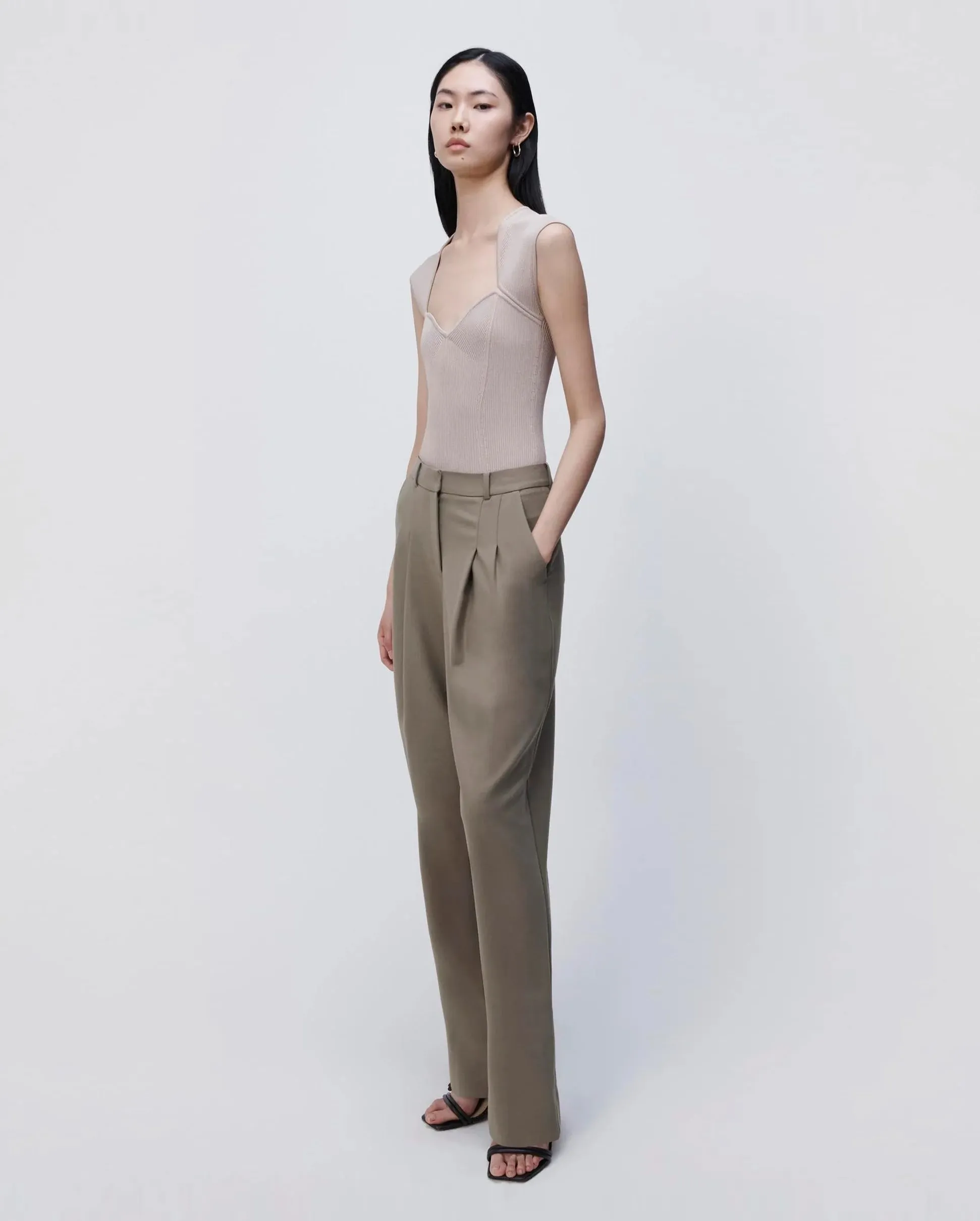 Felice Twill Pleated Pants Willow