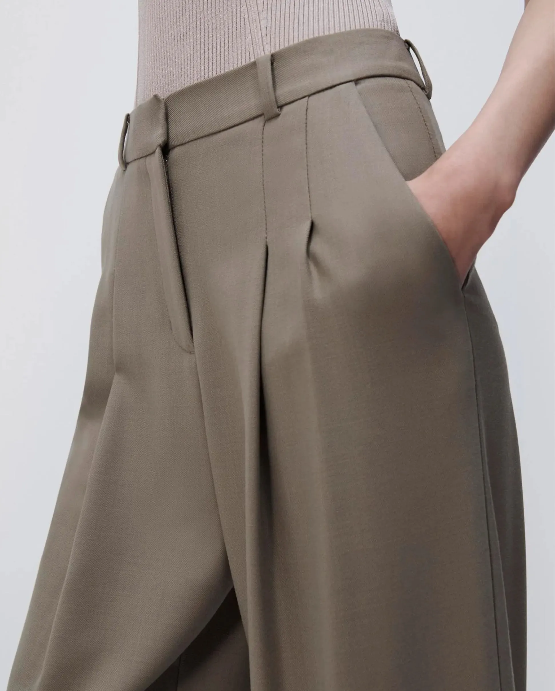 Felice Twill Pleated Pants Willow