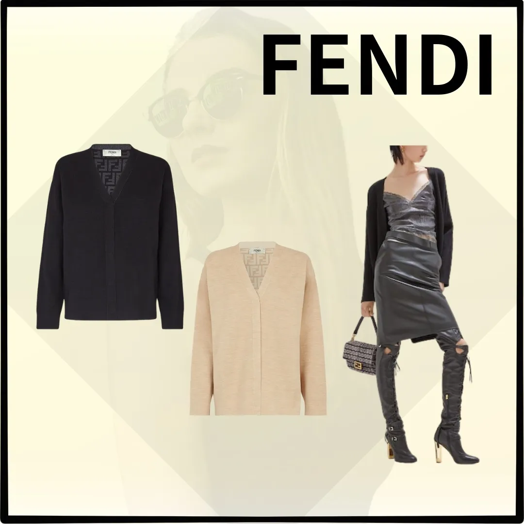 FENDI Party Style Elegant Formal Logo Cardigans