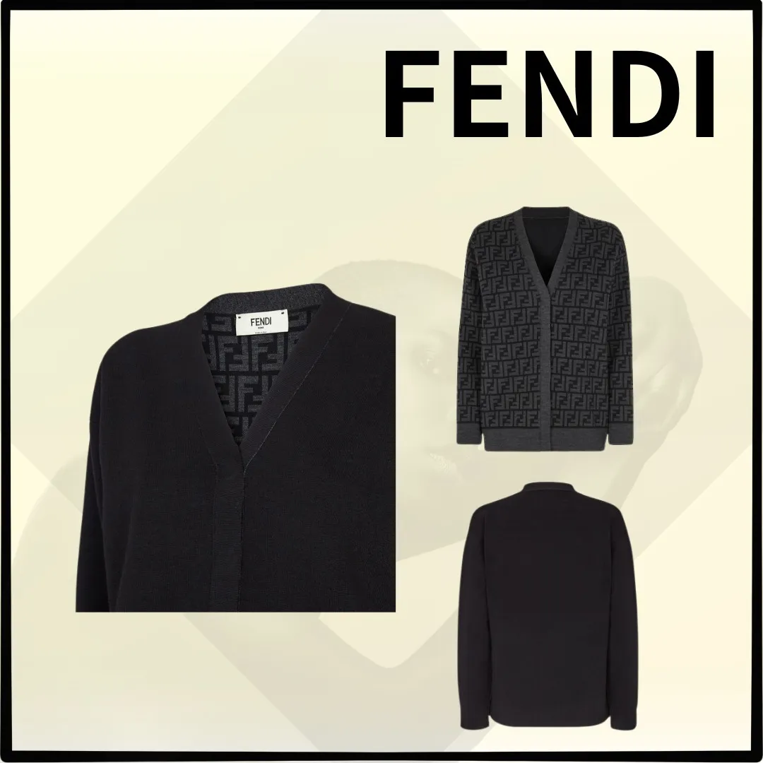 FENDI Party Style Elegant Formal Logo Cardigans