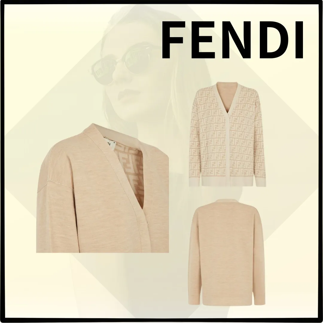 FENDI Party Style Elegant Formal Logo Cardigans