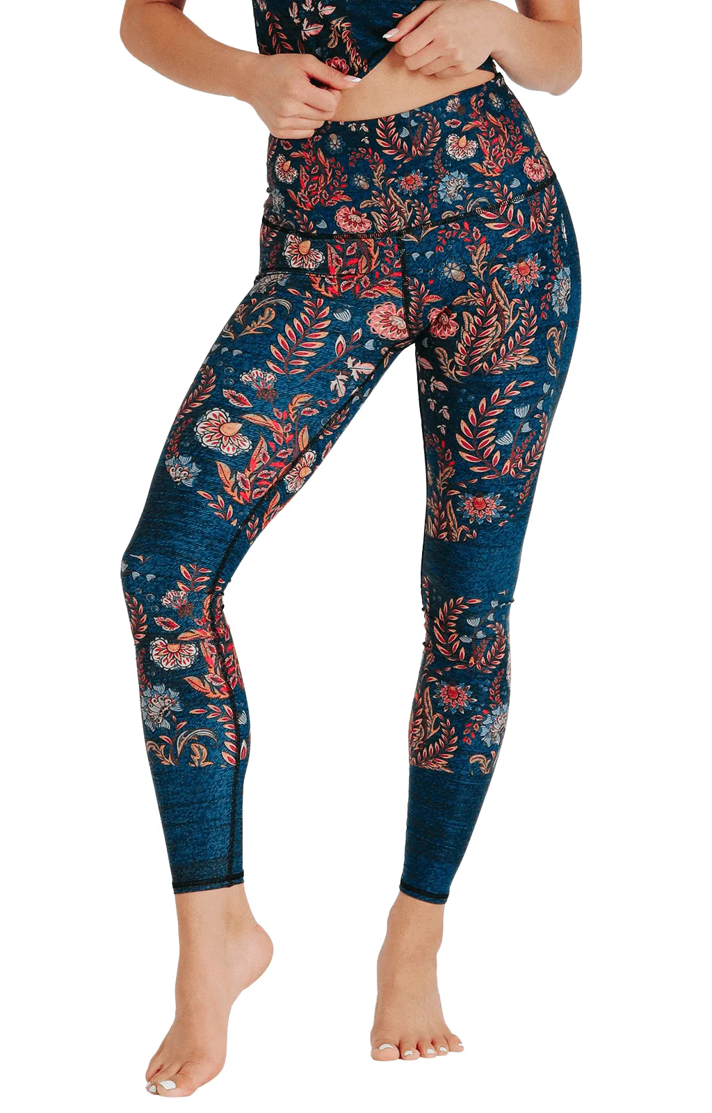 Festival Printed Denim Yoga Leggings