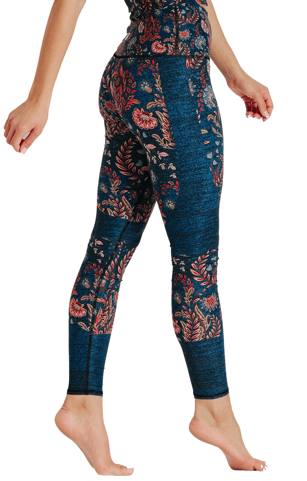 Festival Printed Denim Yoga Leggings