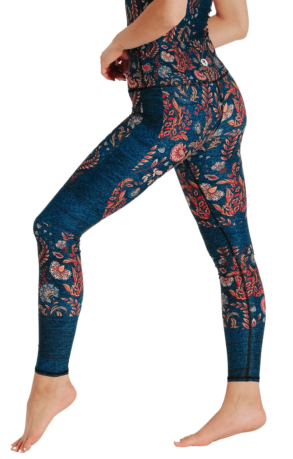 Festival Printed Denim Yoga Leggings