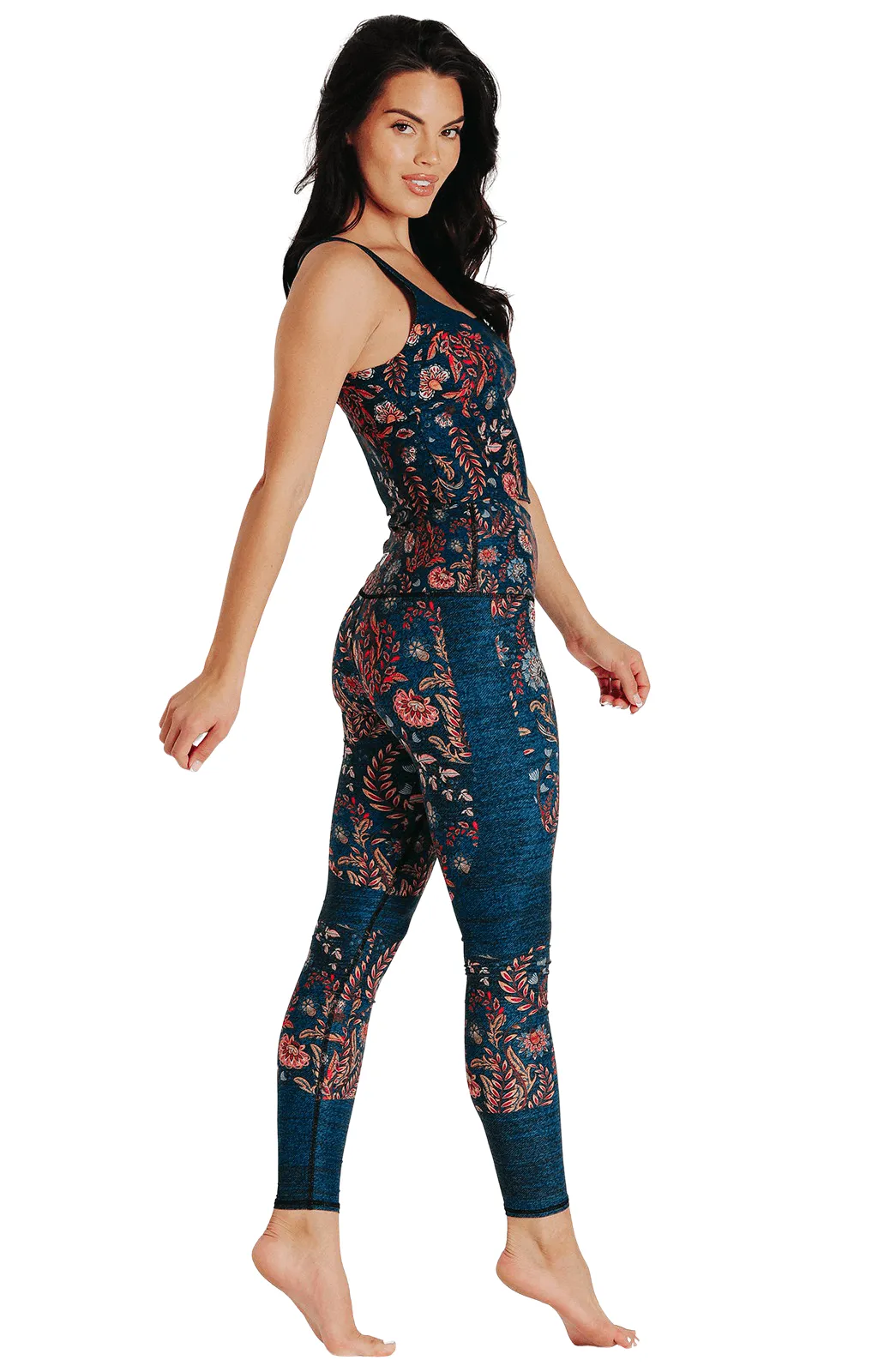 Festival Printed Denim Yoga Leggings