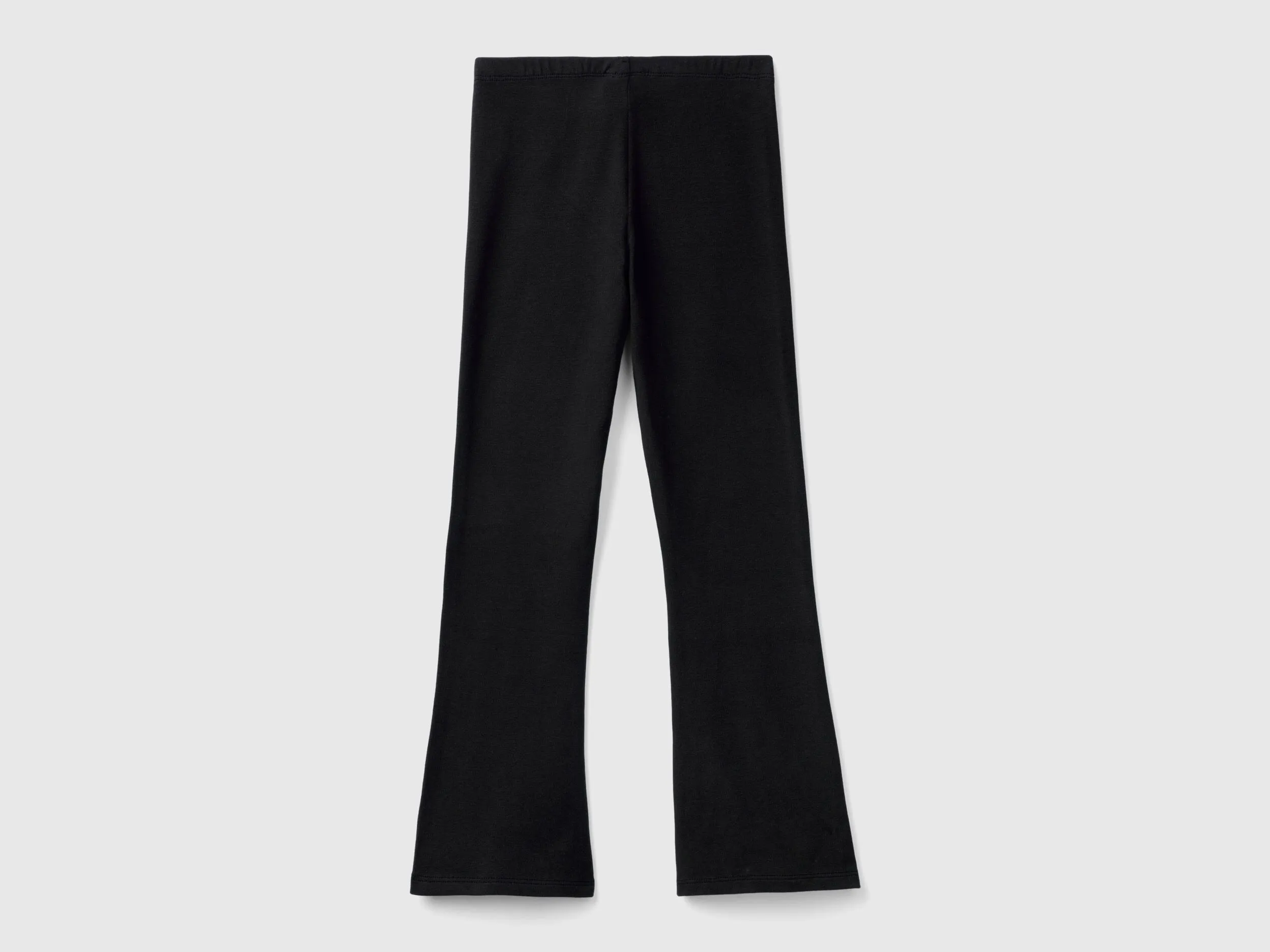 Flared stretch cotton leggings - Black | Benetton