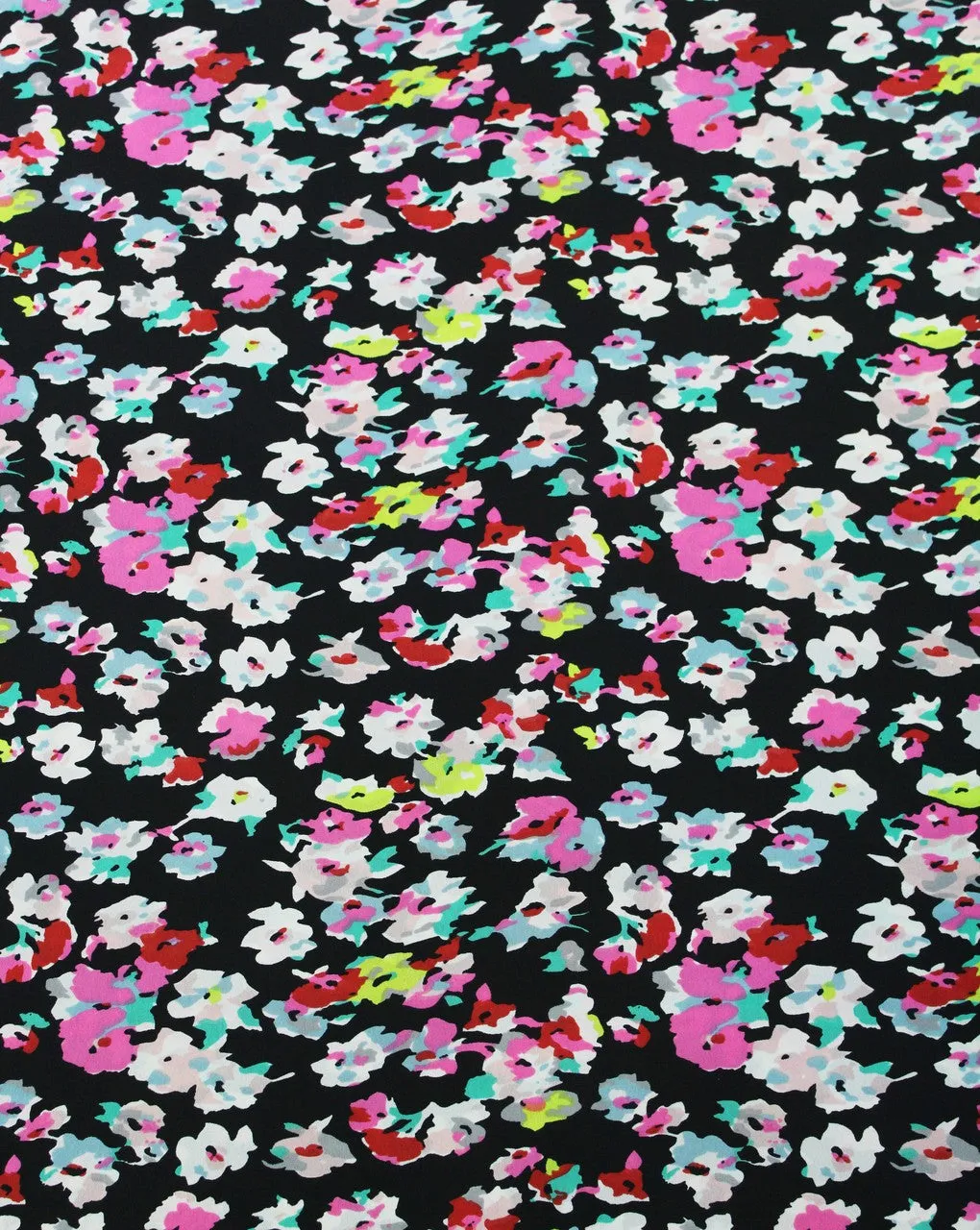 Floral Print Crepe Fabric - Black and Multicolor Polyesters