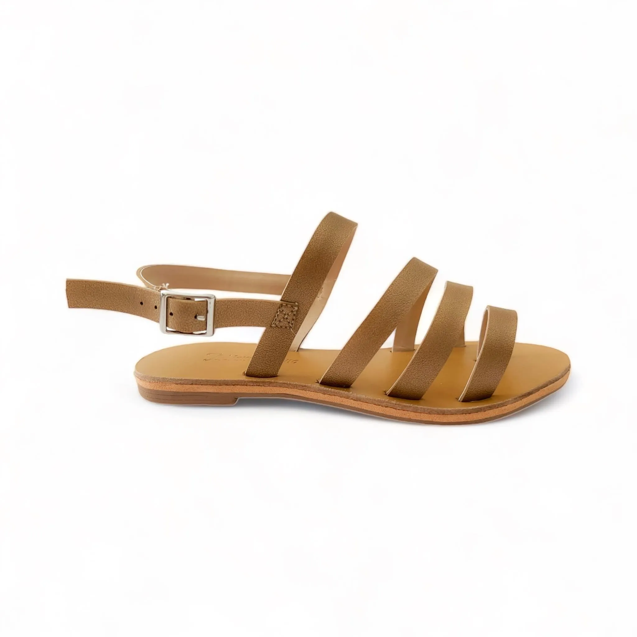 Gold Strappy Flat Sandals