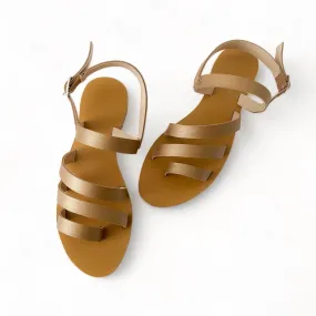 Gold Strappy Flat Sandals