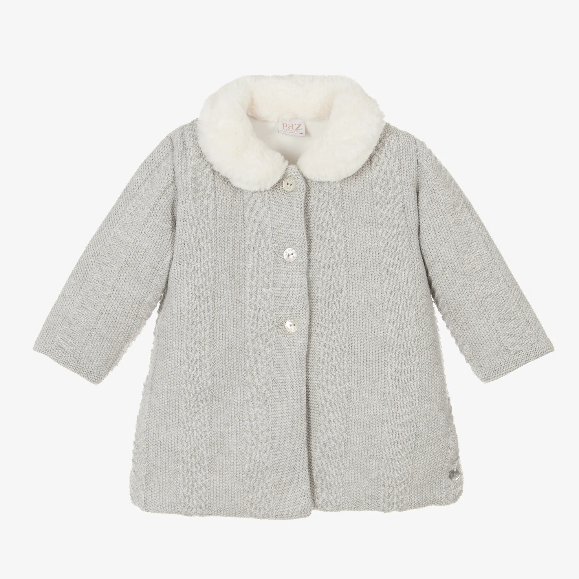 Grey Knitted Coat for Baby Girls