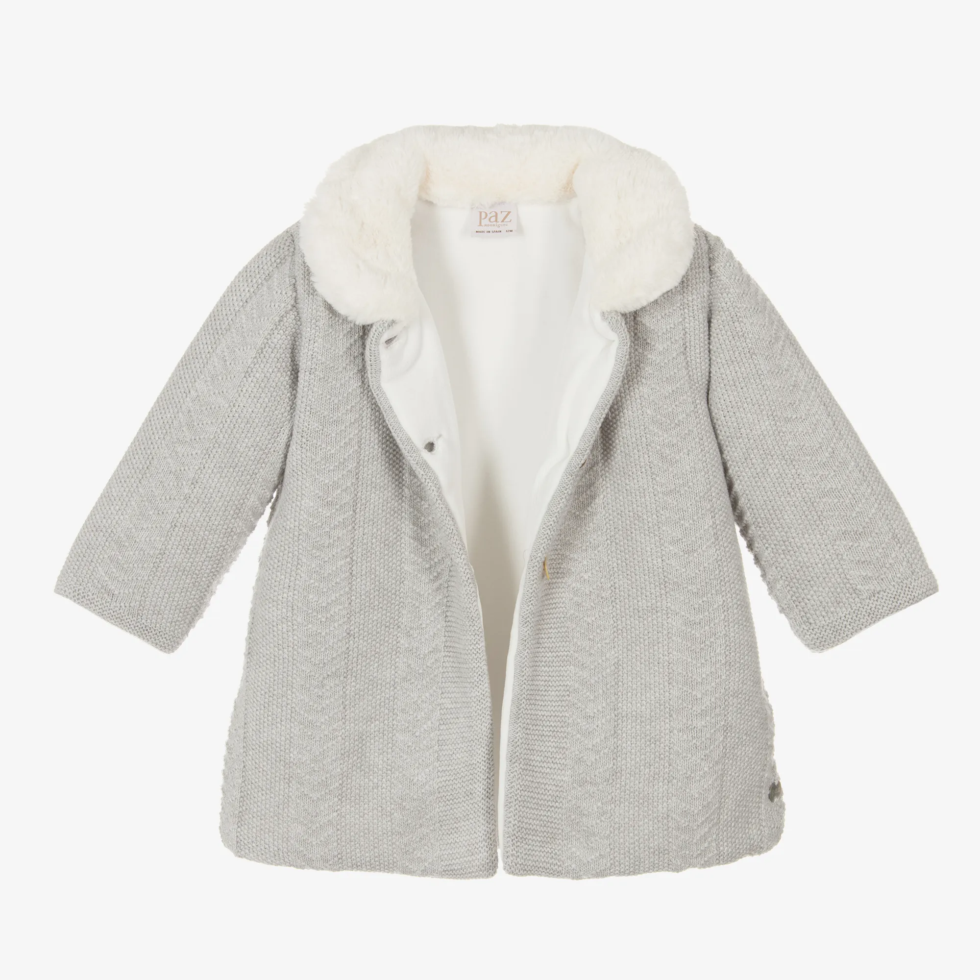 Grey Knitted Coat for Baby Girls