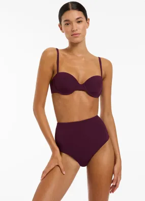 High Waisted Bikini Bottom in Port Color