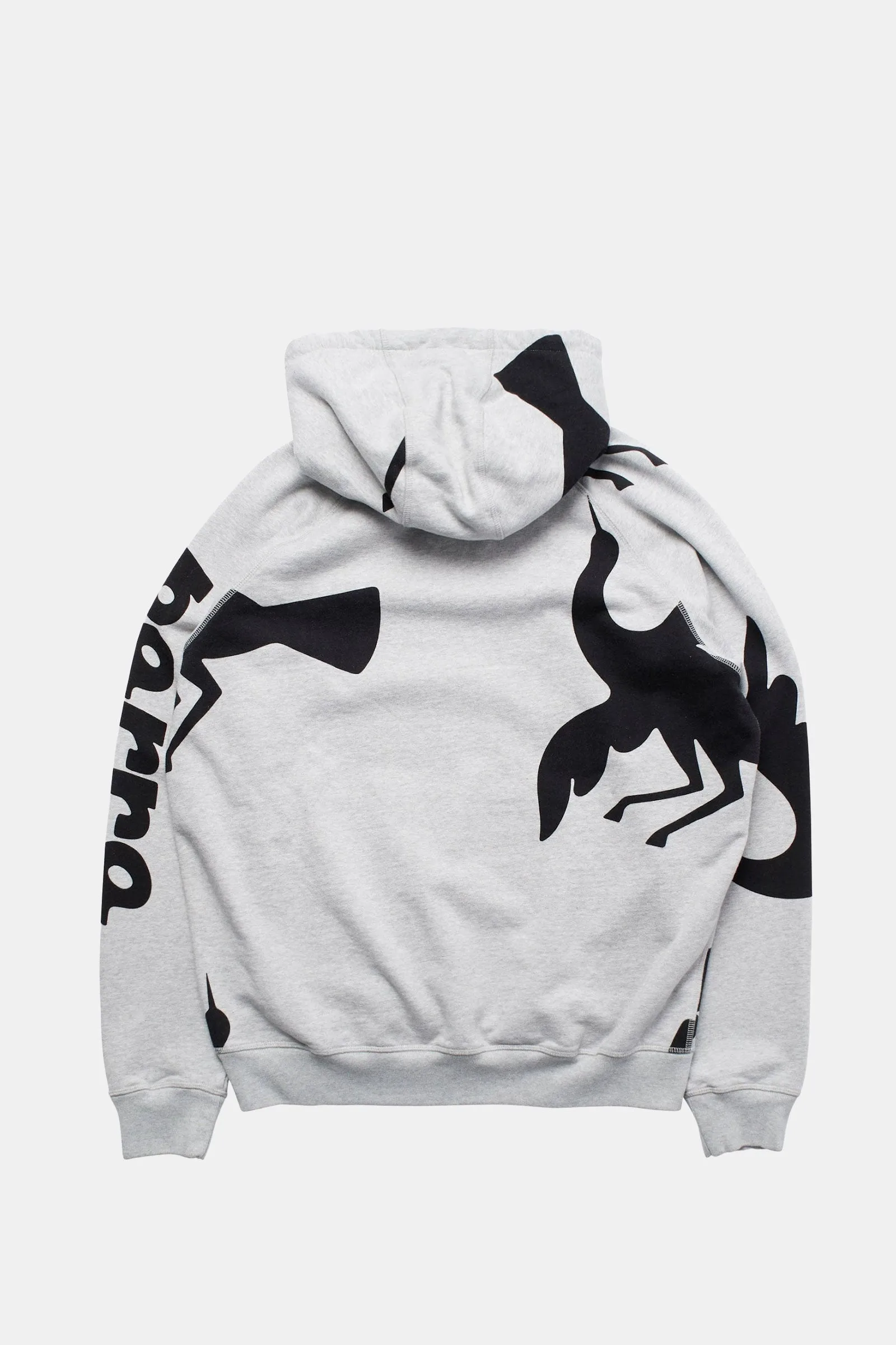 Hooded Sweatshirt with Clipped Wings Pattern