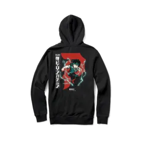 Hoody featuring My Hero Academia Dirty P Izuku Midoriya design from Primitive Skateboards in Black.