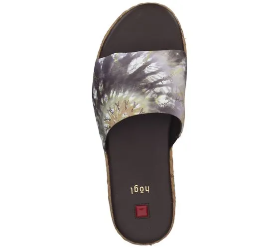 Högl Women's Beach Mules with Batik Print Summer Shoes 3-10 0738 2299 Brown/Multicolored