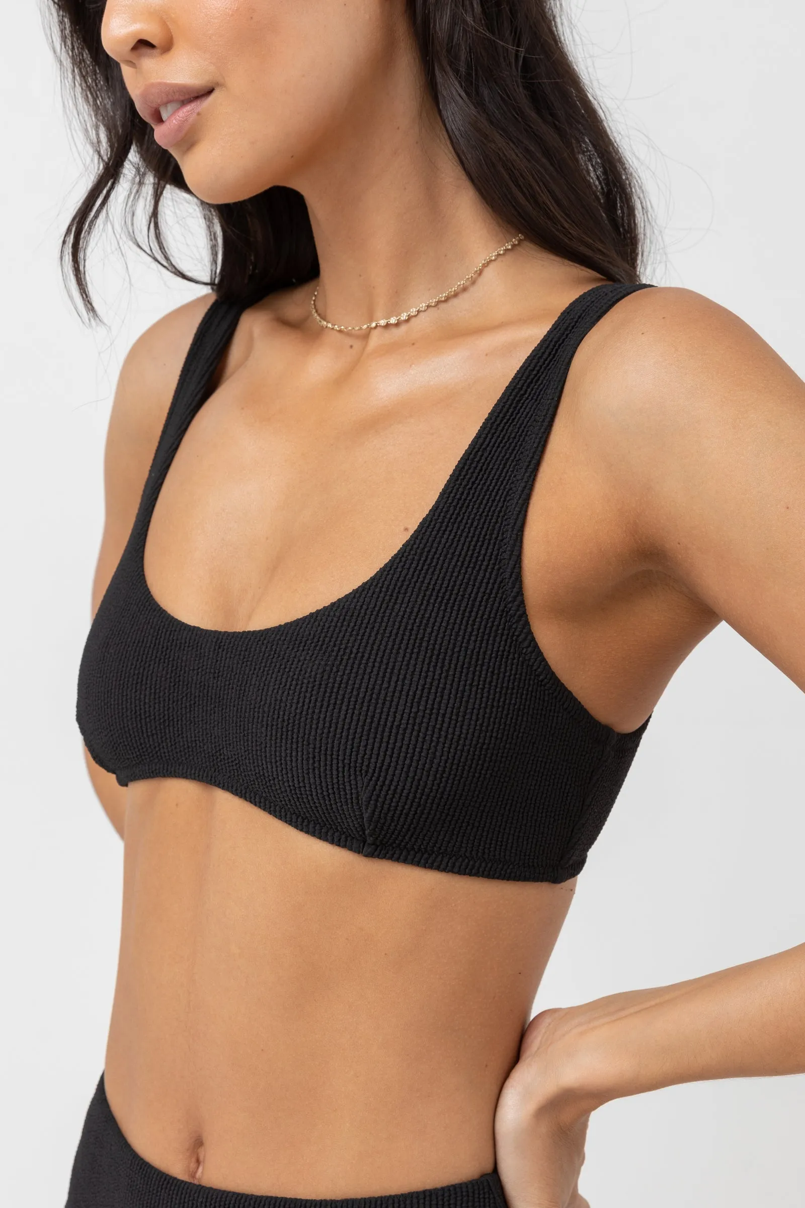 Isla Rib Eco Crop Top Black - Sustainable Fashion Top