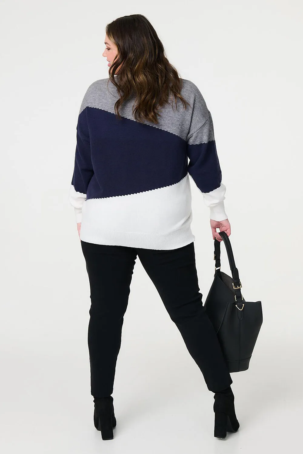 Izabel London Colour Block Relaxed Knit Sweater