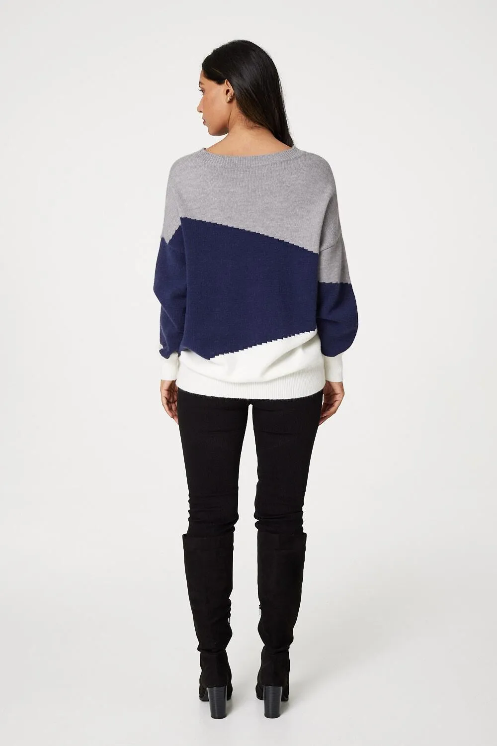 Izabel London Colour Block Relaxed Knit Sweater