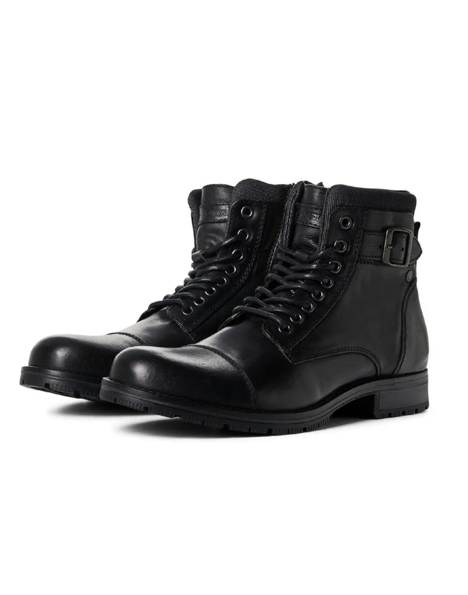 Jack and Jones Albany Leather Boots Anthracite