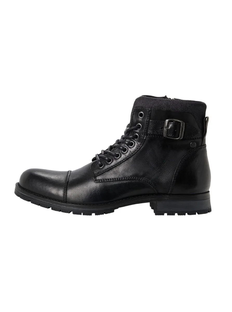 Jack and Jones Albany Leather Boots Anthracite