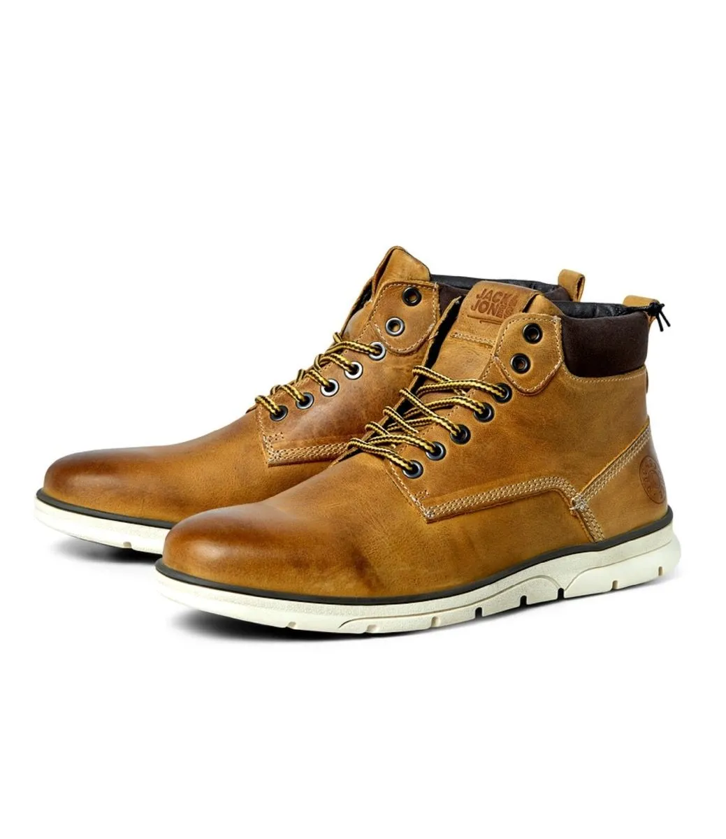 Jack Jones Tubar Leather Boots Honey