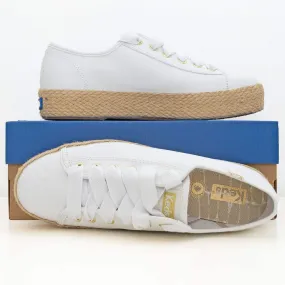 Keds Triple Kick White Jute Canvas Trainers