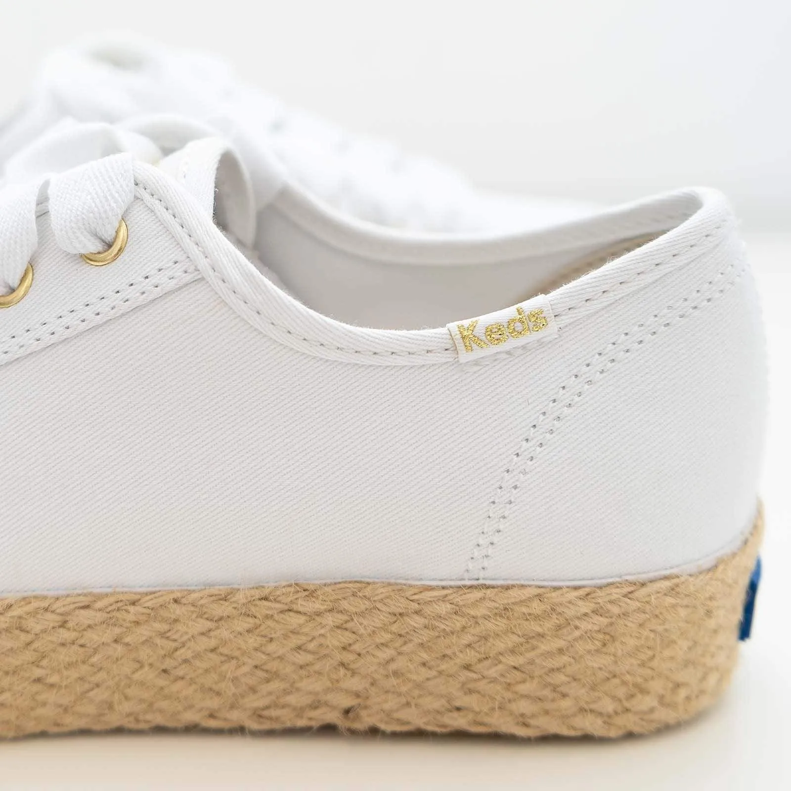 Keds Triple Kick White Jute Canvas Trainers