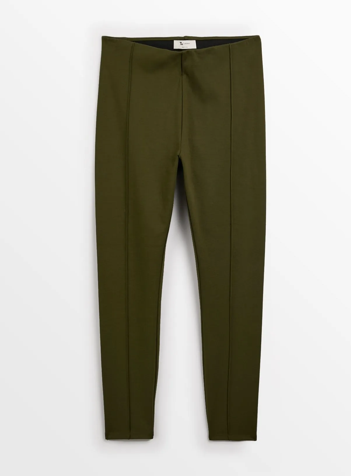 Khaki Smart Ponte Pintuck Leggings 14L | Shop Leggings at Tu