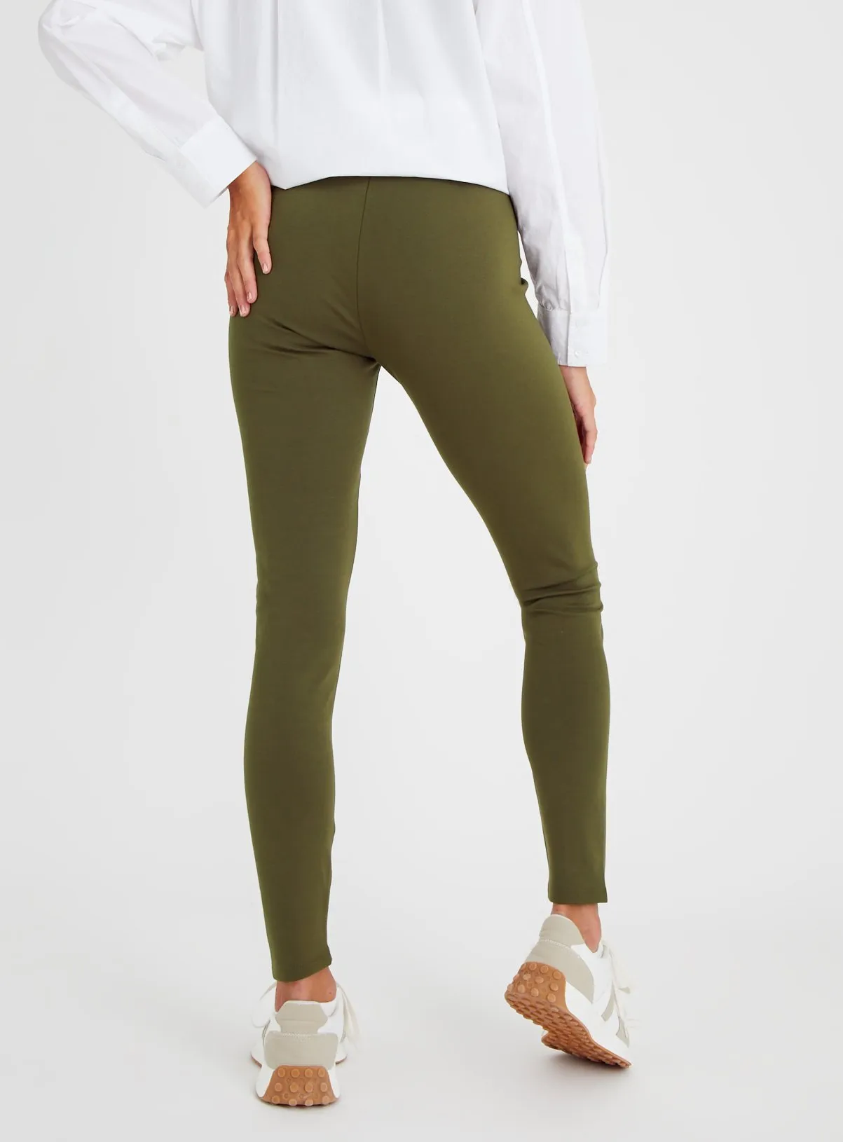 Khaki Smart Ponte Pintuck Leggings 14L | Shop Leggings at Tu