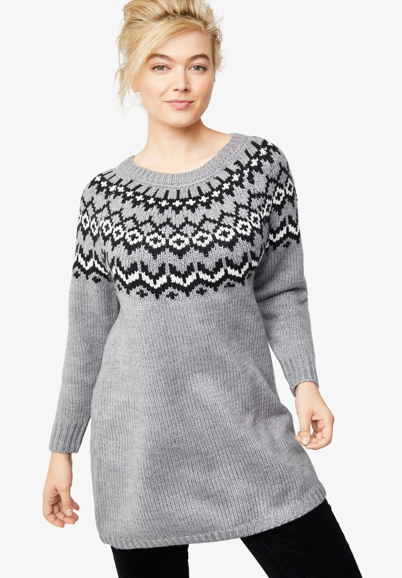 Knit Patterned Sweater Dress