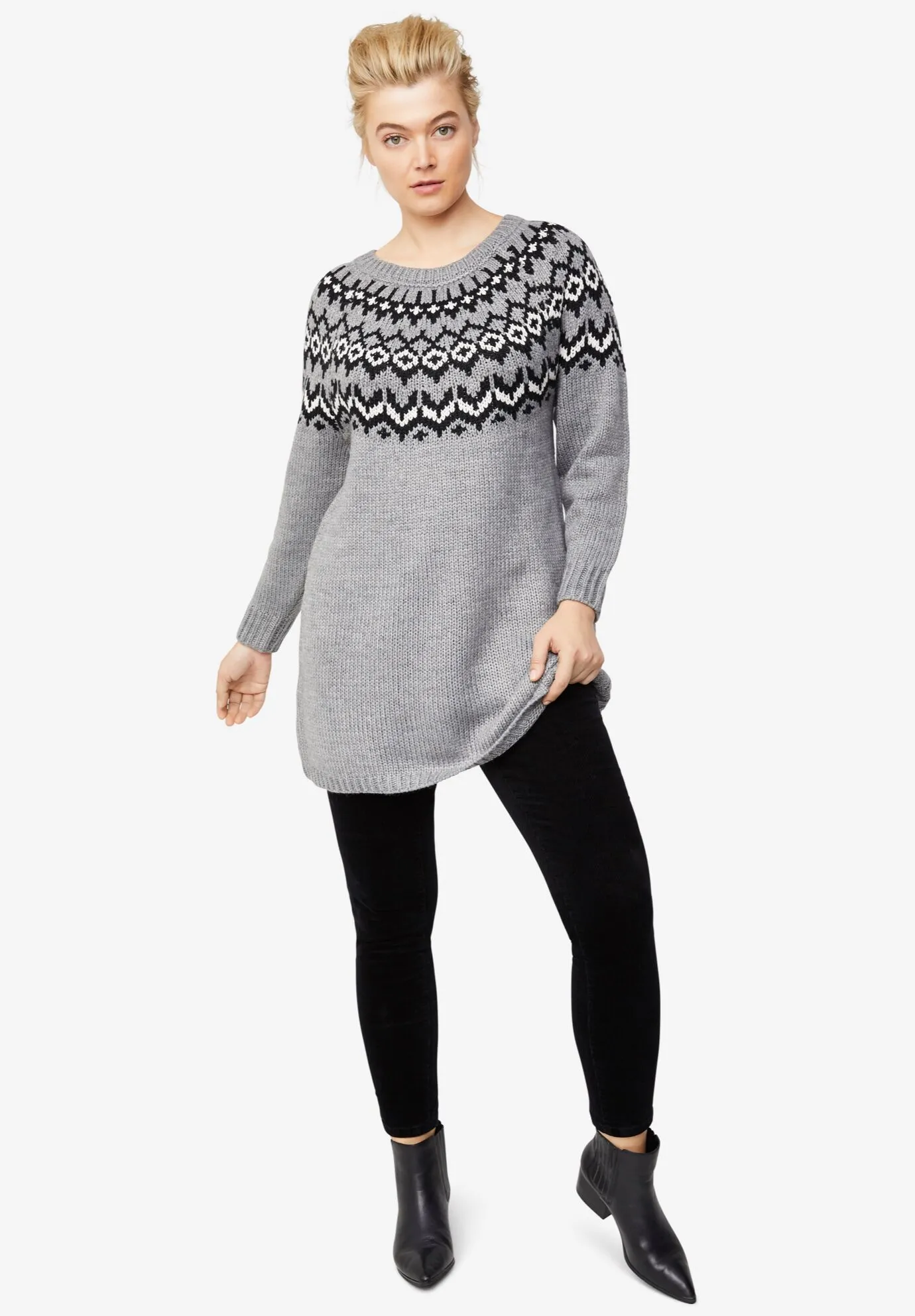 Knit Patterned Sweater Dress