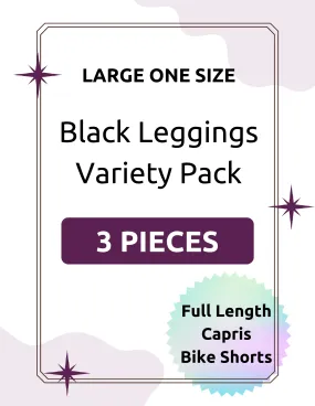 Large One Size Black Leggings Variety Pack