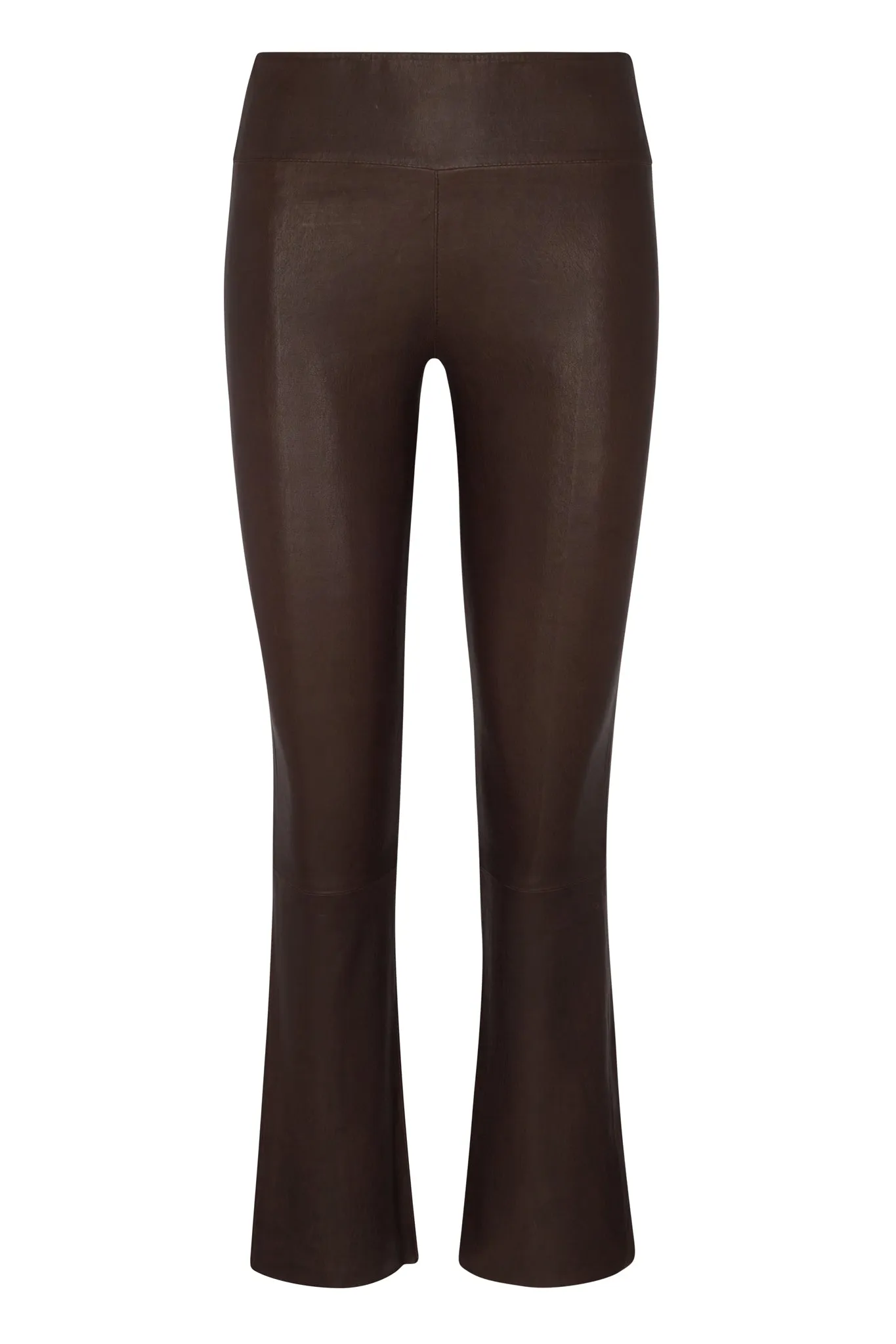 Leather Ankle Flare Leggings in Dark Chocolate