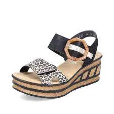 Leopard Print Wedge Sandal by Rieker - Style 68176