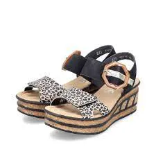 Leopard Print Wedge Sandal by Rieker - Style 68176