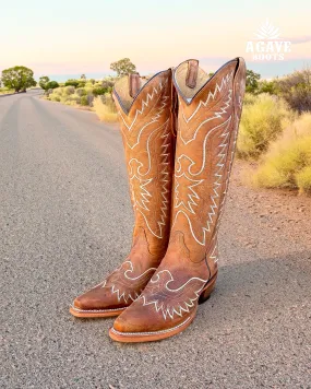 light brown tall women cowboy boots