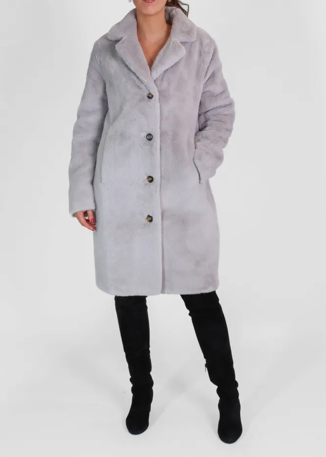 Light Gray Faux Fur Cyber Coat