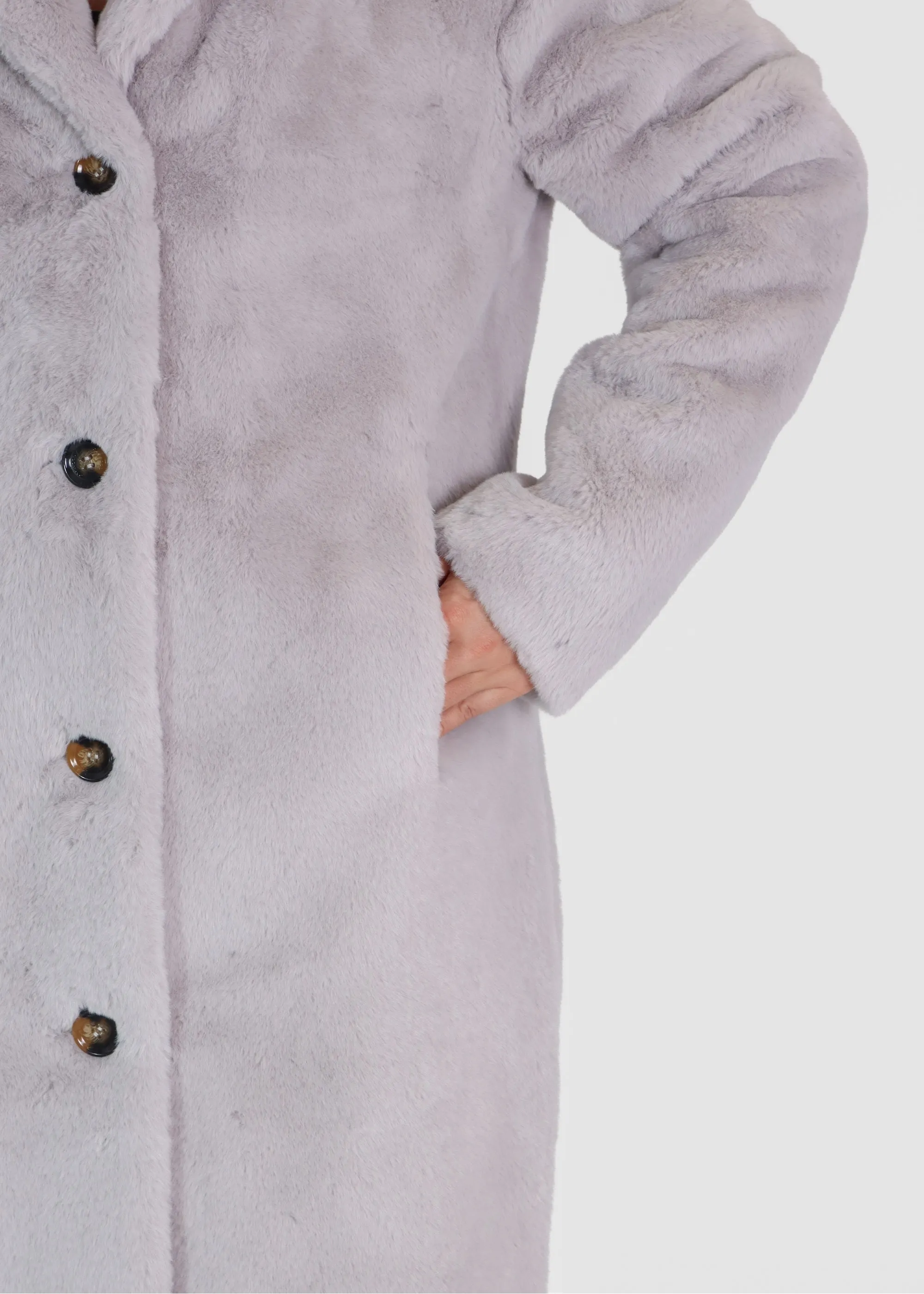 Light Gray Faux Fur Cyber Coat