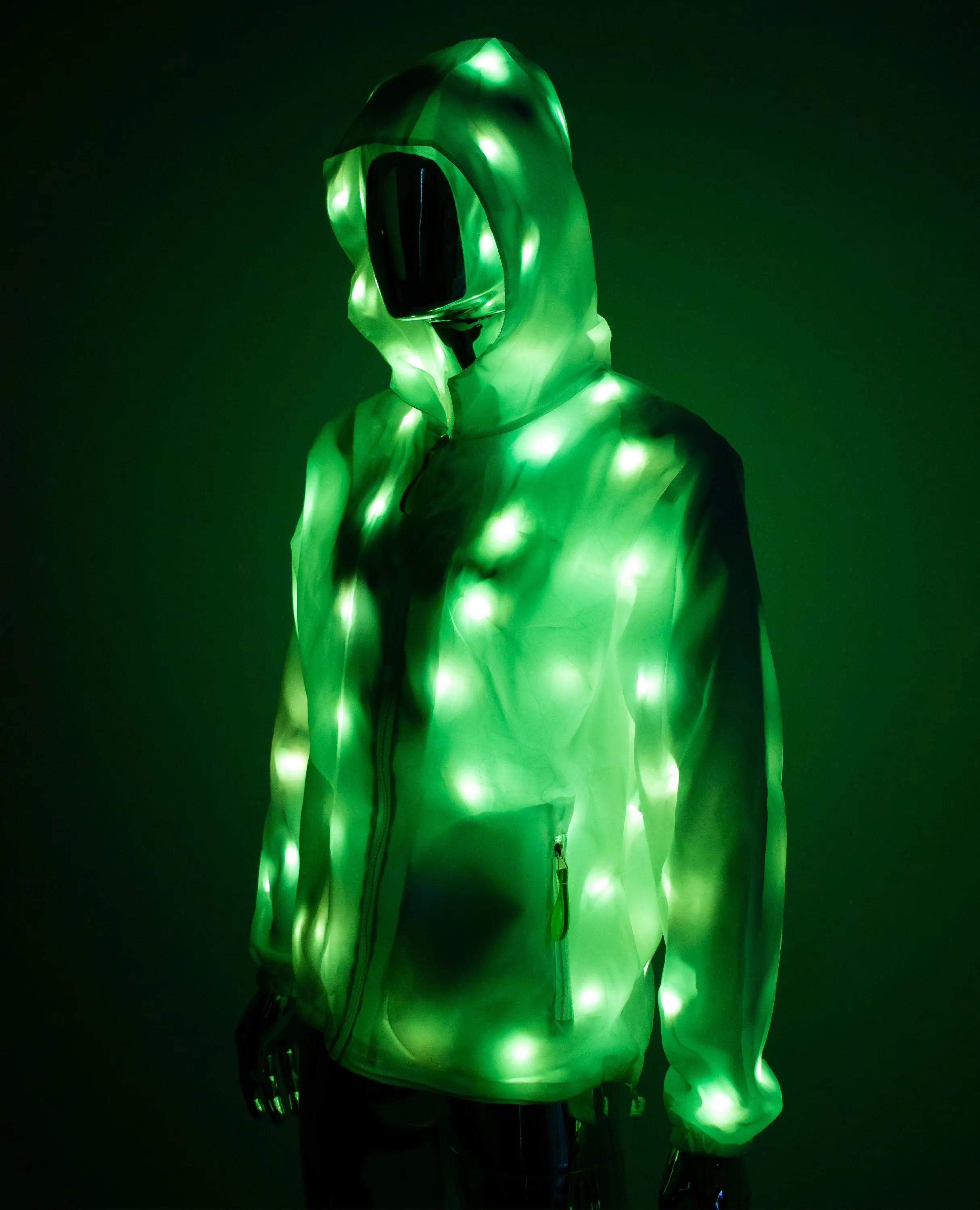 Light Up Raincoat with UV Reactive and Multi-color Lights