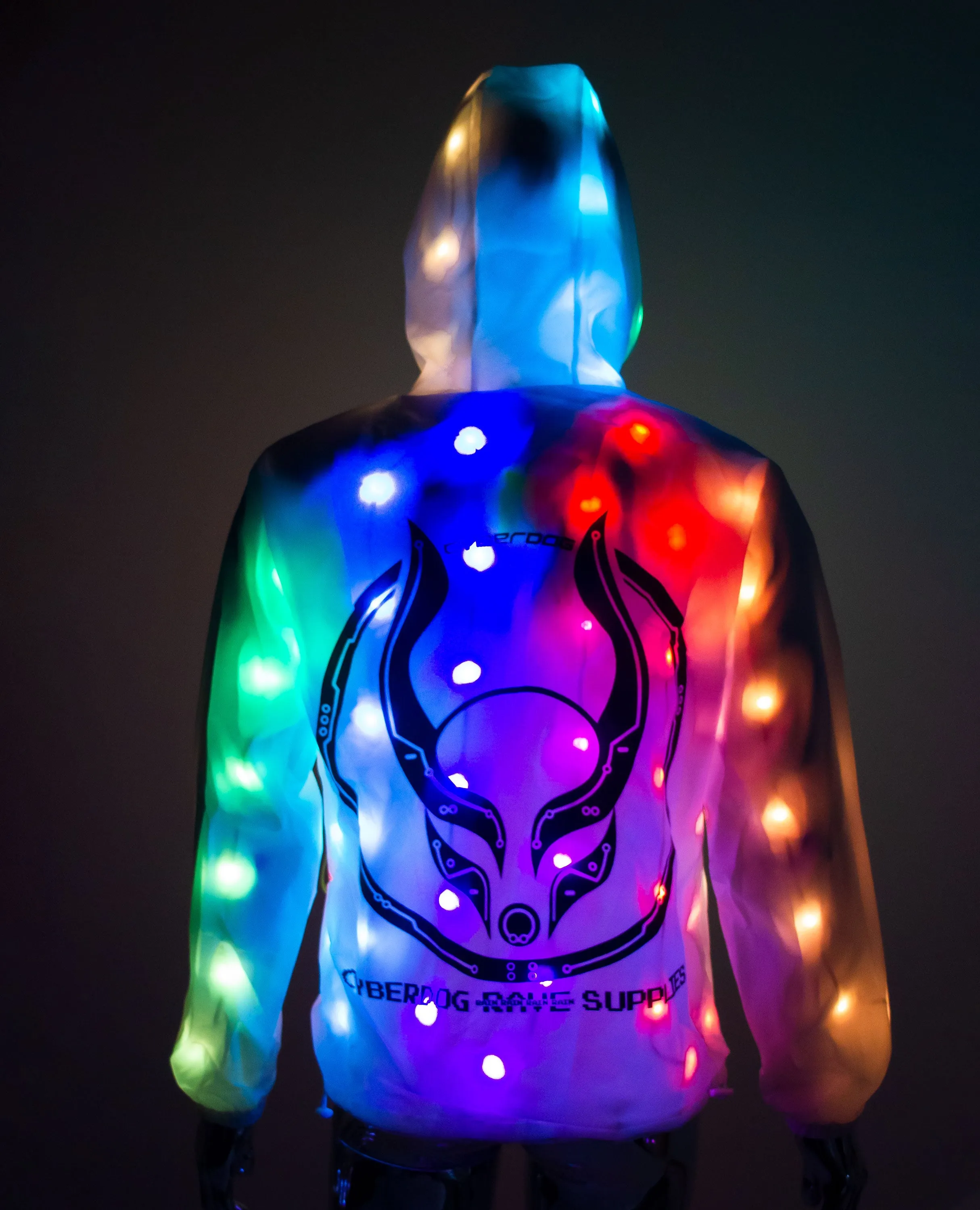 Light Up Raincoat with UV Reactive and Multi-color Lights