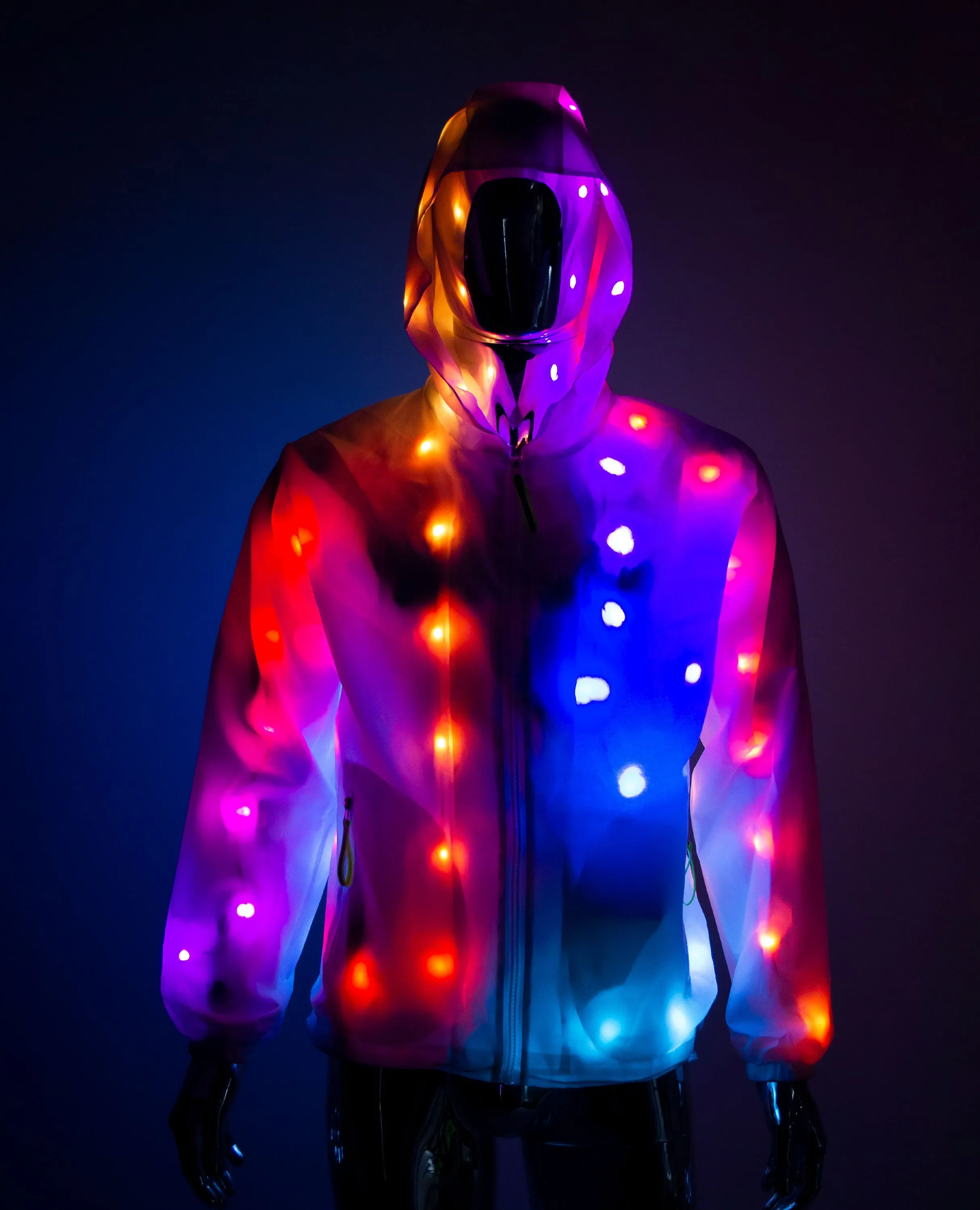 Light Up Raincoat with UV Reactive and Multi-color Lights