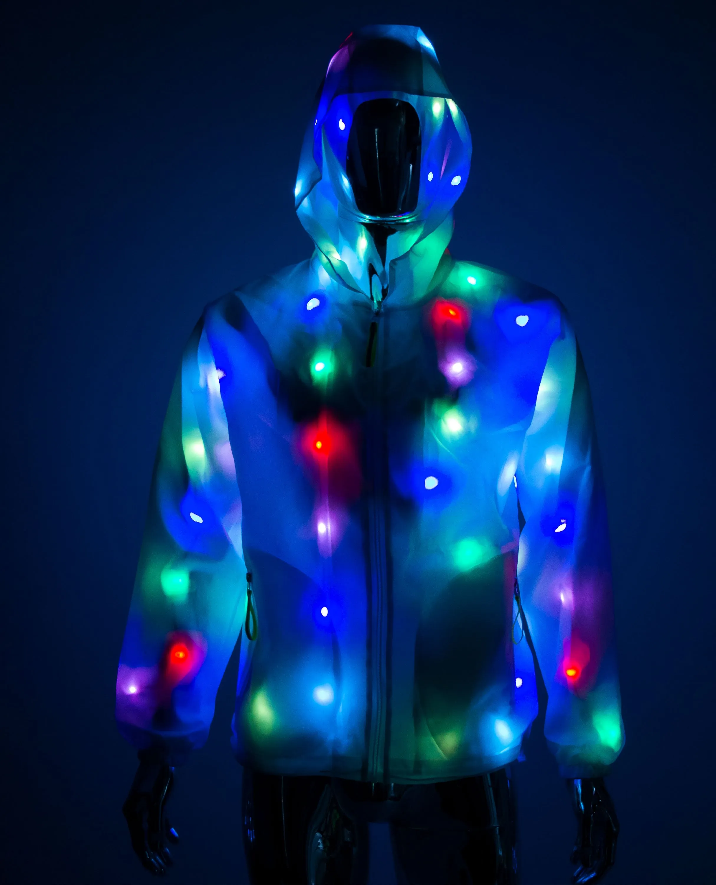 Light Up Raincoat with UV Reactive and Multi-color Lights