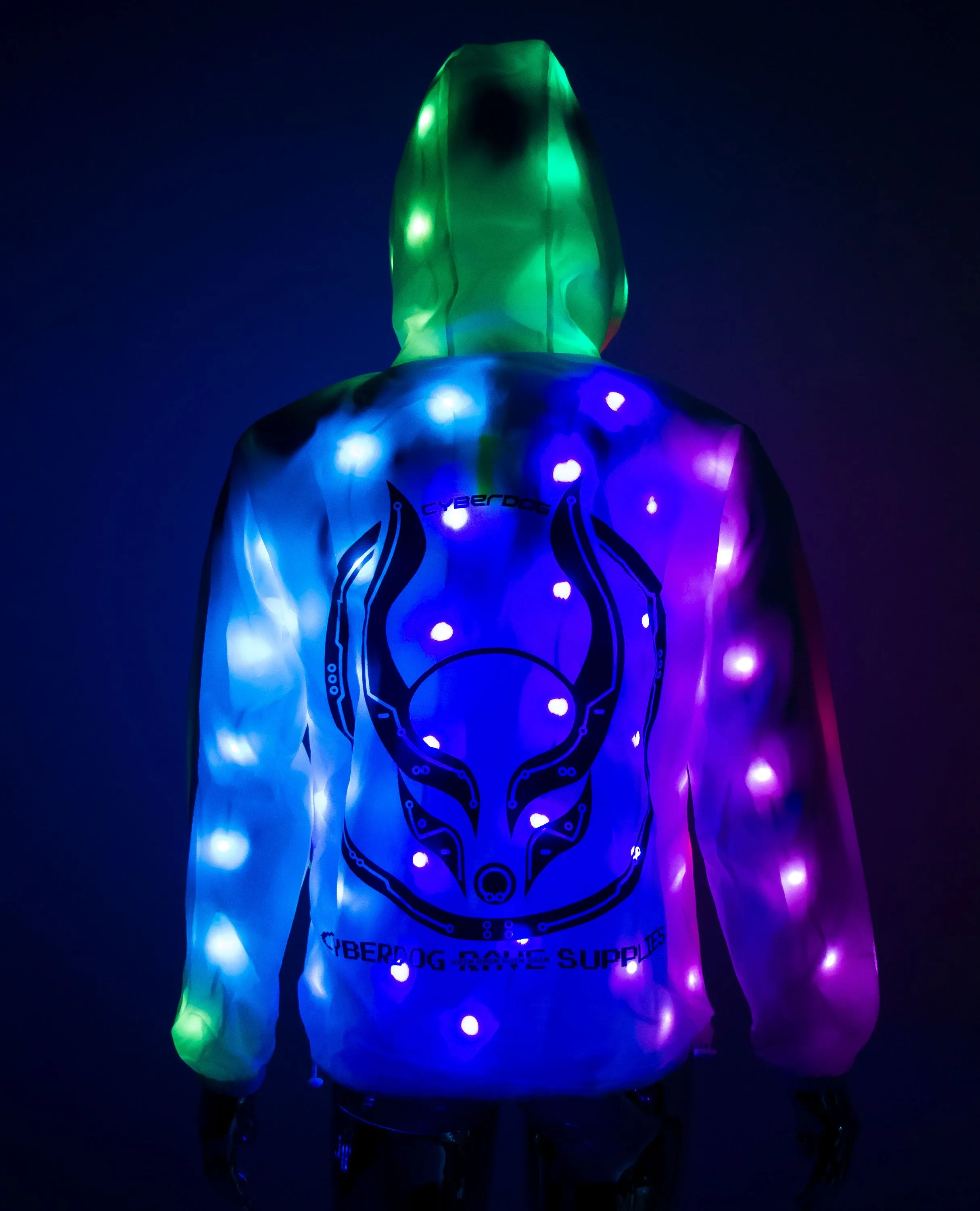 Light Up Raincoat with UV Reactive and Multi-color Lights