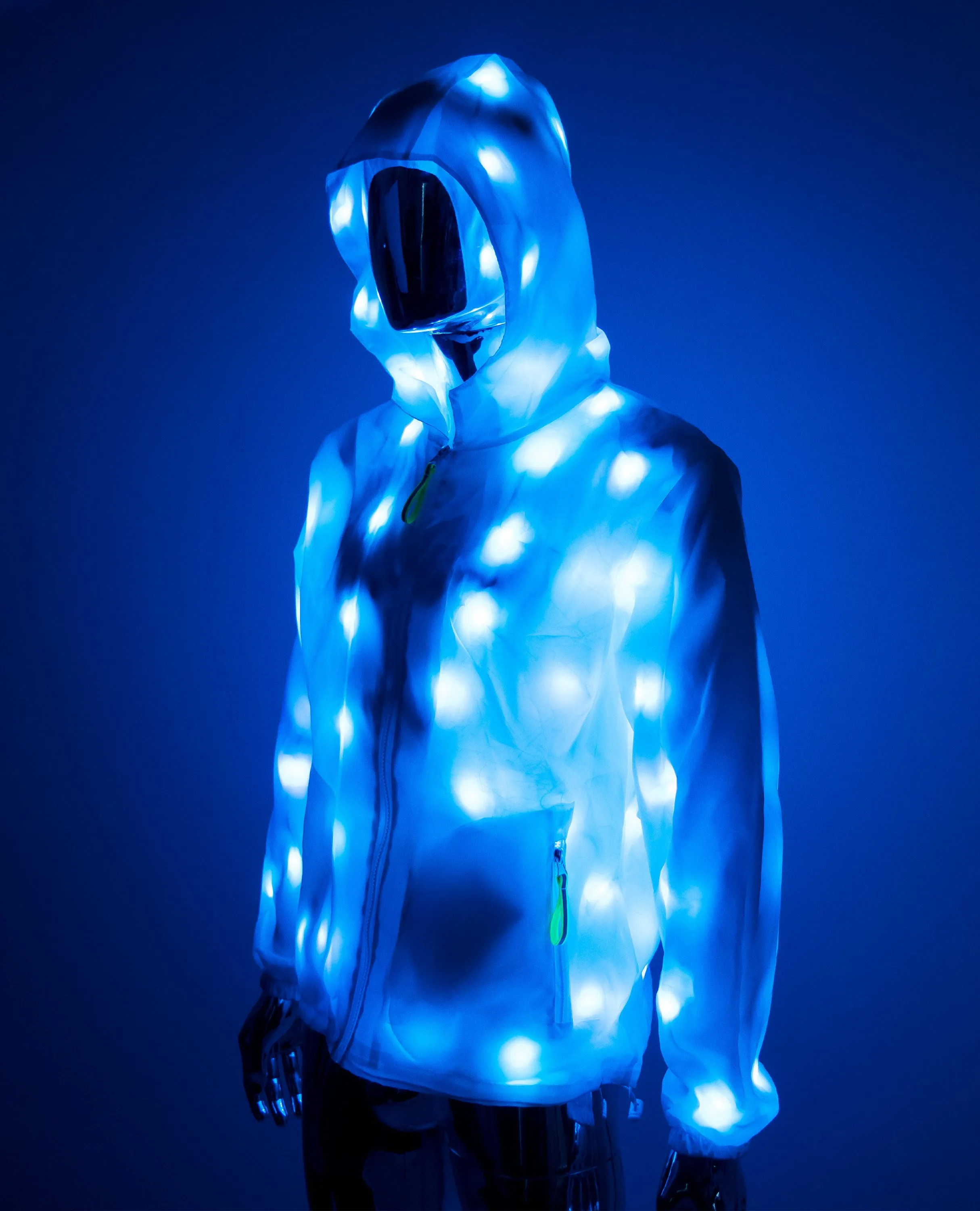 Light Up Raincoat with UV Reactive and Multi-color Lights