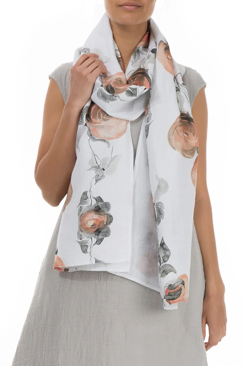 Linen Apricot Rose Scarf