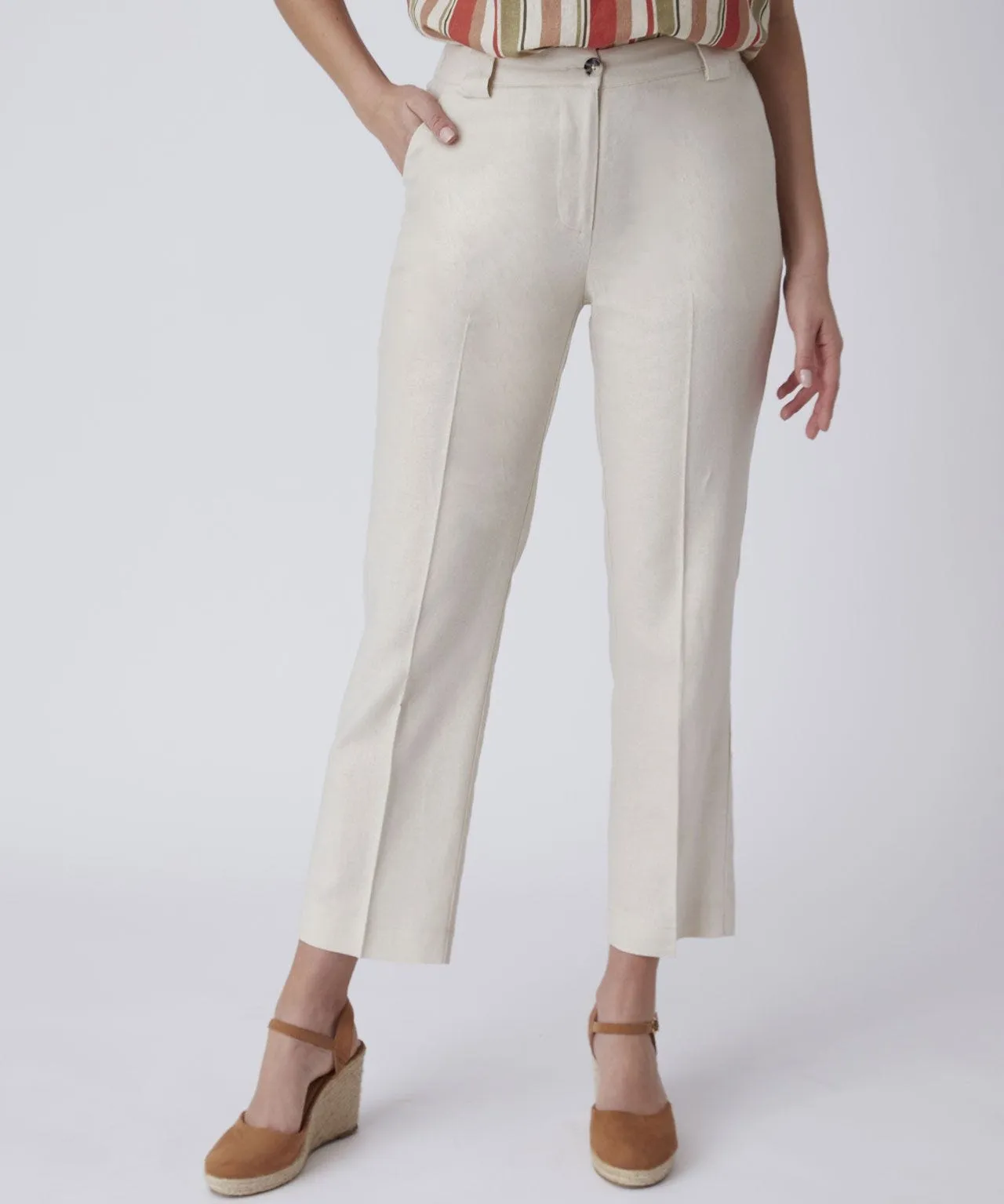 Linen Rich Cropped Trousers