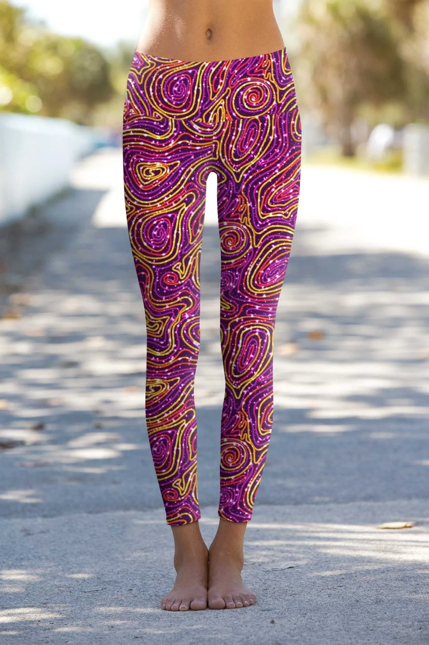 Lucy Printed Performance Leggings for Women in Vibrant Galaxy Design