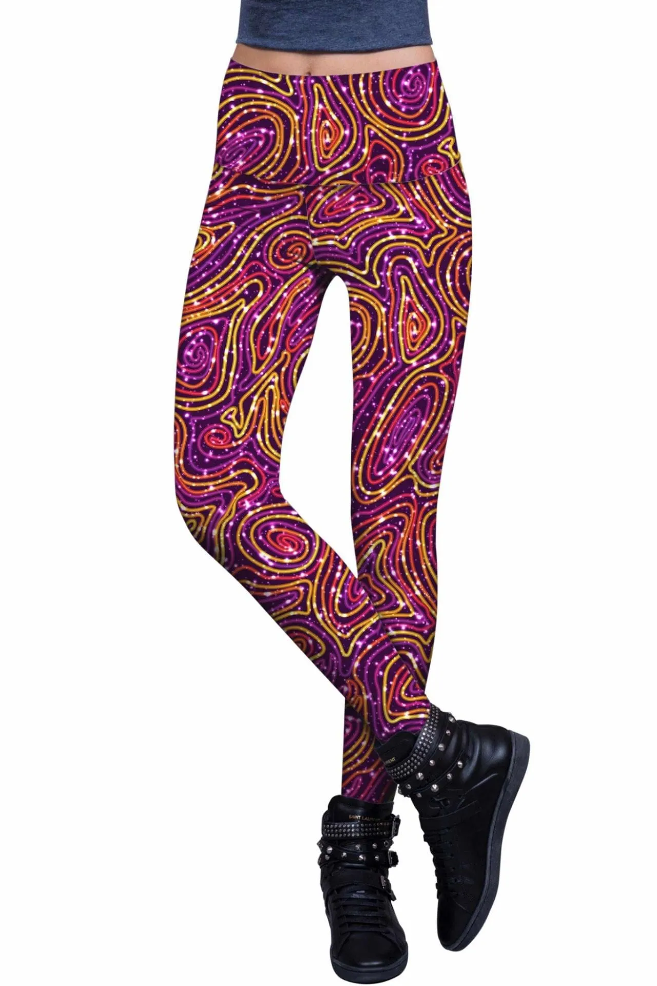 Lucy Printed Performance Leggings for Women in Vibrant Galaxy Design