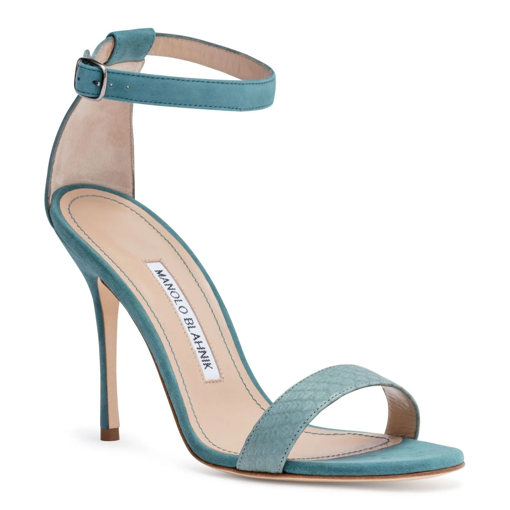 Manolo Blahnik Green Suede Snakeskin Sandals